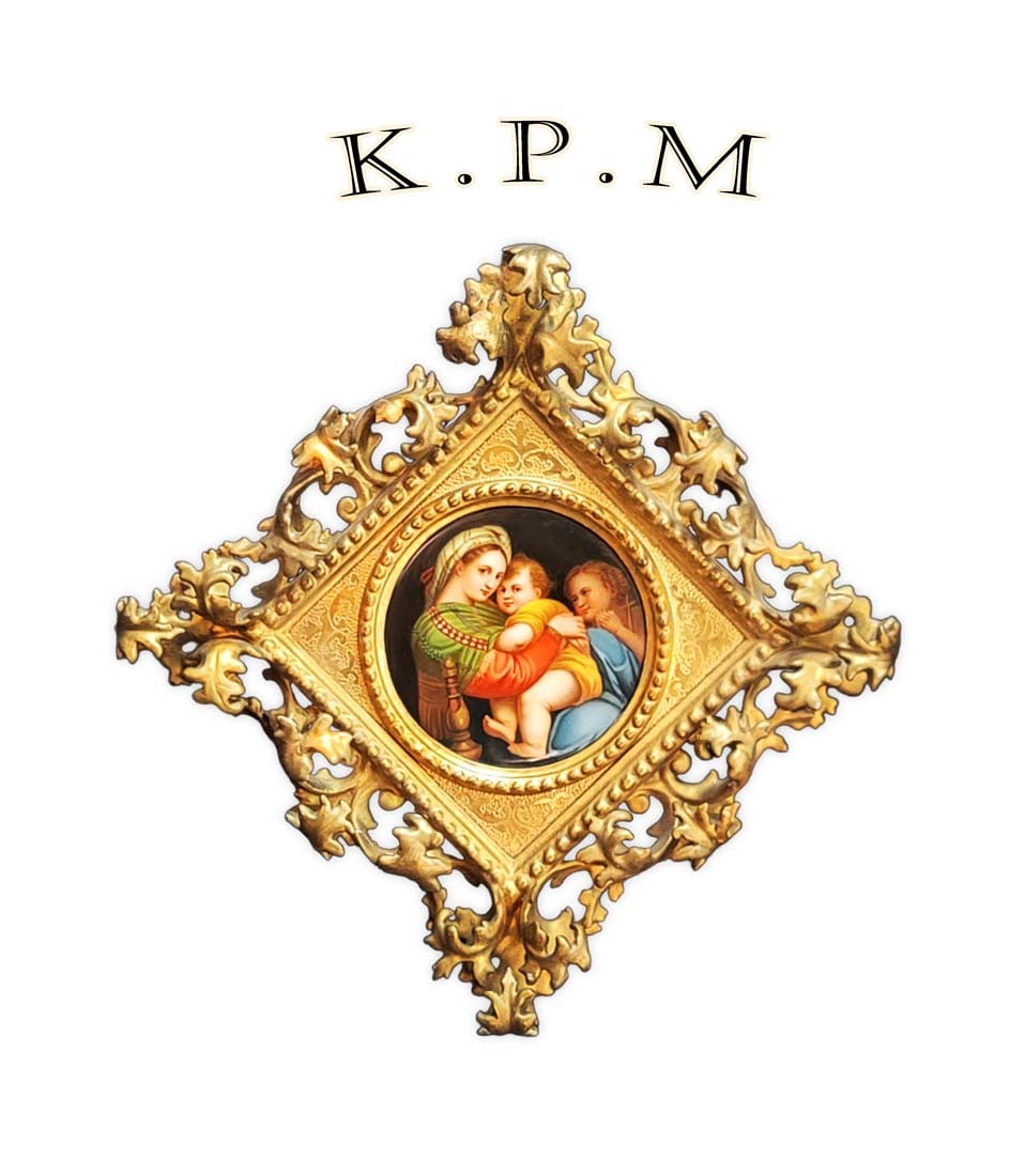 19th C. KPM Porcelain Berlin ROCOCO Frame Gilt-Wood, Signed By Brodel: 19th C. KPM Porcelain Berlin ROCOCO Frame Gilt-Wood, Signed By Brodel. H 2" x D 10"