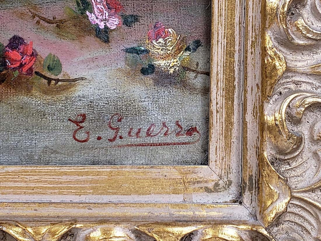 19th C. E. Guesso Signed Oil on Canvas - 3