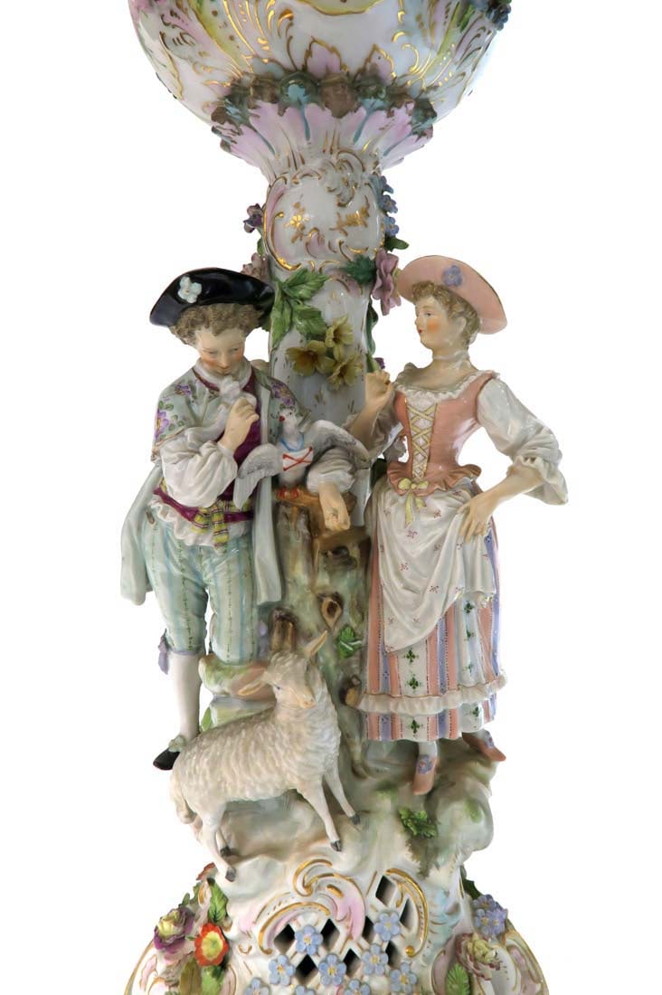 Large German 19th C Meissen Style Lamp Base - 2