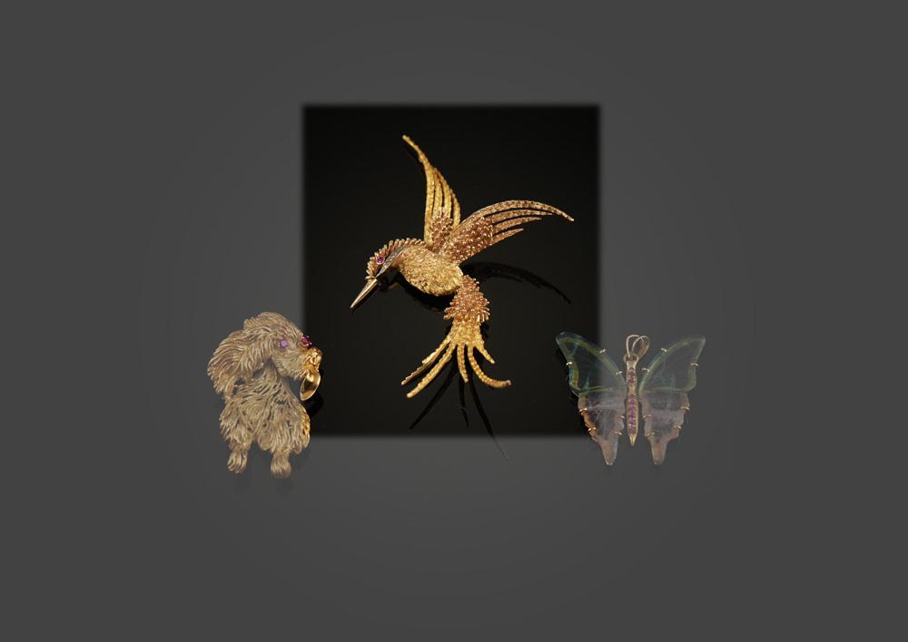 Alfinete de peito, Colibri, ouro,  P. 24,6g (1 of 1)