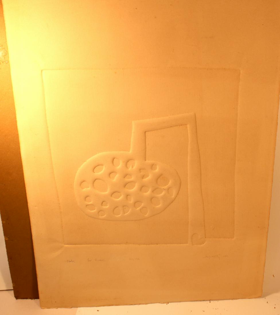 Hugh Townley, "State": Personalized relief, 1966 Source: Estate of Historical Architect Russel Wright Jr. of Maine. Mr. Wright had a connection to the Rhode Island School Design and that is where we believe this piece was o
