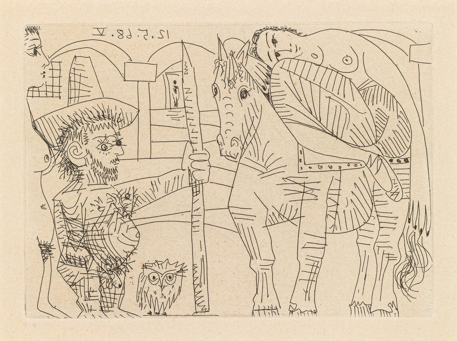 Pablo Picasso: Couple, Hibou et Odalisque Ã  Cheval (Blatt 6 aus "La Celestine") (1 of 1)