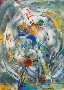 Christian Ludwig Attersee: Farbehe": Christian Ludwig Attersee "Farbehe" 1991 mixed media on paper; framed 44 x 31 cm signed, dated and inscribed at the bottom: Attersee 91 Farbehe private property, Austria