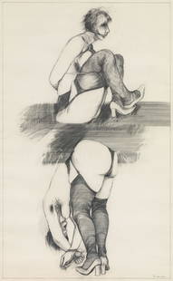 Adolf Frohner: o.T. (Doppelakt): Adolf FrohnerUntitled (Two female nudes)pencil on paper; framed100 x 68.5 cm (cut-out)signed on the lower right: Frohner private property, Austria