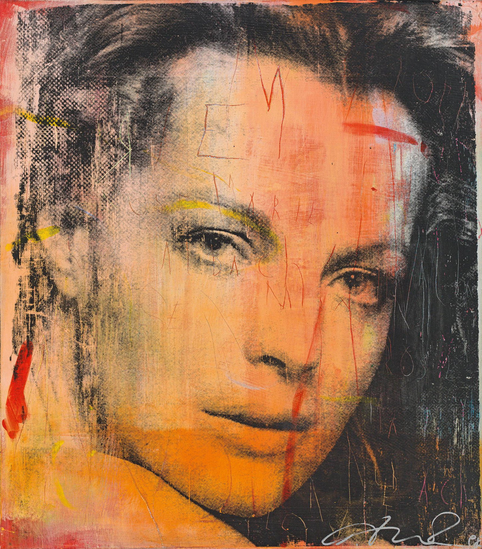 Andreas Reimann: Romy II: Andreas Reimann Romy II 1998 mixed media on canvas; unframed 80.5 x 70.5 cm signed on the lower right: Reimann private property, Austria