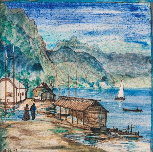 Ernst Huber: Panel with view of the seaside (1 of 1)