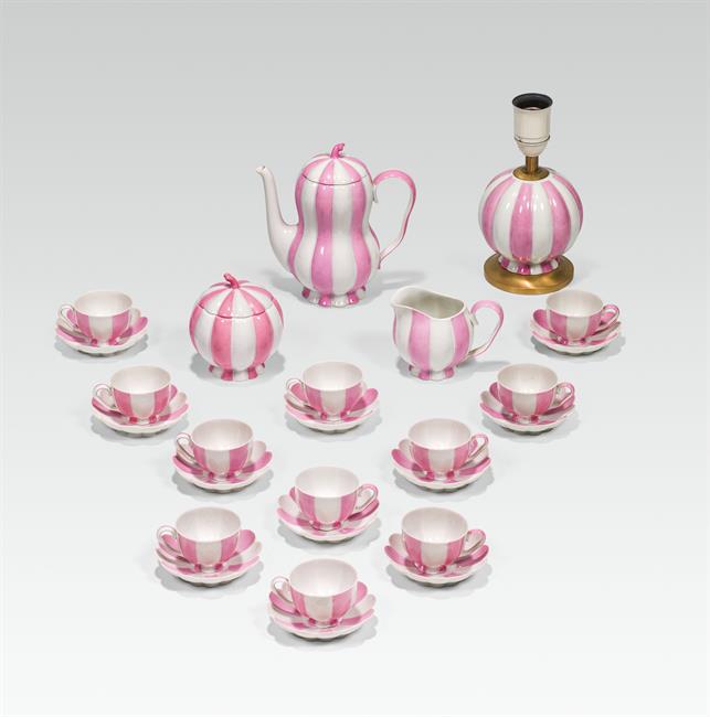 Josef Hoffmann: Mocha set melon "Melone" with table lamp (1 of 1)