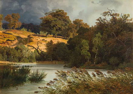 Johann Wilhelm Schirmer: Approaching thunderstorm: Johann Wilhelm Schirmer Approaching thunderstorm oil on canvas 24 x 34 cm monogrammed on the lower left: JWS in ligature private property, Austria