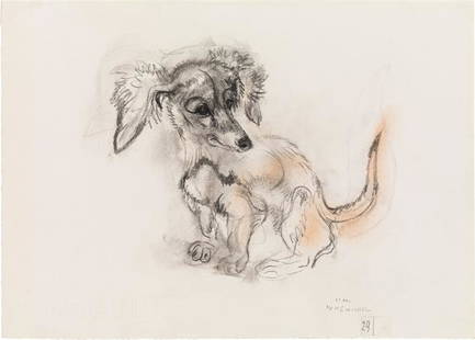 Ludwig Heinrich Jungnickel: Dachshund: Ludwig Heinrich Jungnickel Dachshund charcoal, red chalk on paper 24 x 33,3 cm (cut-out) signed on the lower right: L. H. / Jungnickel private property, Germany