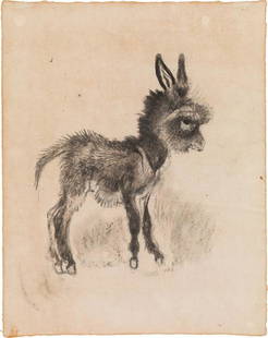 Ludwig Heinrich Jungnickel: Small shaggy donkey: Ludwig Heinrich Jungnickel Small shaggy donkey black chalk, watercolour on paper 45,5 x 35,8 cm private property, Austria