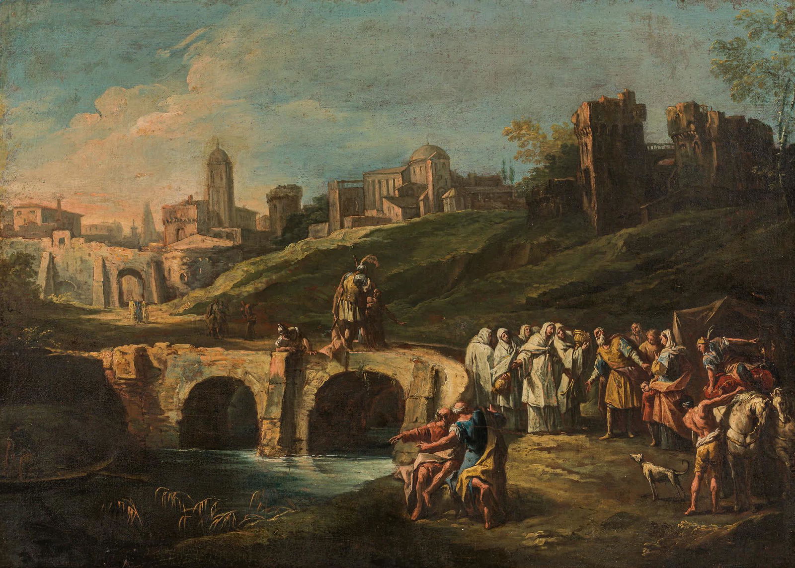 Gaspare Diziani : Lucius Albinus offering his chariot to the Vestals: Gaspare Diziani Lucius Albinus offering his chariot to the Vestals oil on canvas 58 x 81 cm private property, Austria