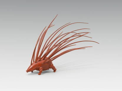 Julius Klinger: Betterway Groteske porcupine "Stachelschwein": Julius Klinger Betterway Groteske porcupine "Stachelschwein" wood, painted; marked on the bottom with metal plates; partly painted over h. 32.5 cm; l. 45.5 cm