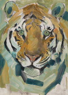 Stefan Praschl: Tiger: Stefan Praschl Tiger oil on board; framed 45 x 33.5 cm estate stamp on the lower right from the estate of the artist; private property, Vienna
