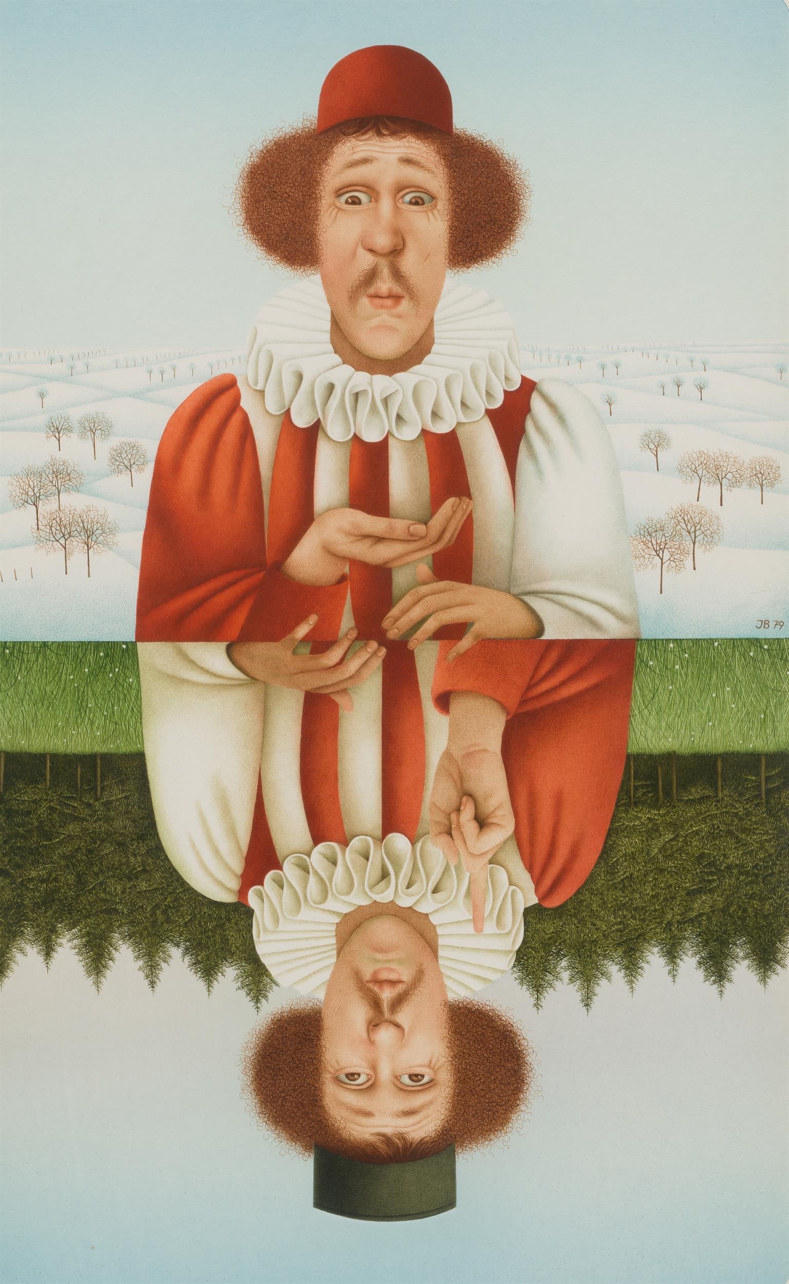 Josef Bramer: o.T. (Sommer und Winter): ,: Josef Bramer o.T. (Sommer und Winter) 1979 Aquarell auf Karton; gerahmt 32,5 x 20,5 cm (Passep.-Ausschn.) Monogrammiert und datiert mittig rechts: JB 79 österreichischer Privatbseitz .: Josef