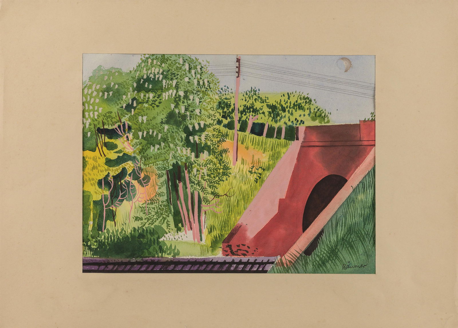 Eduard Bäumer: Tunnel in einer Landschaft - 2