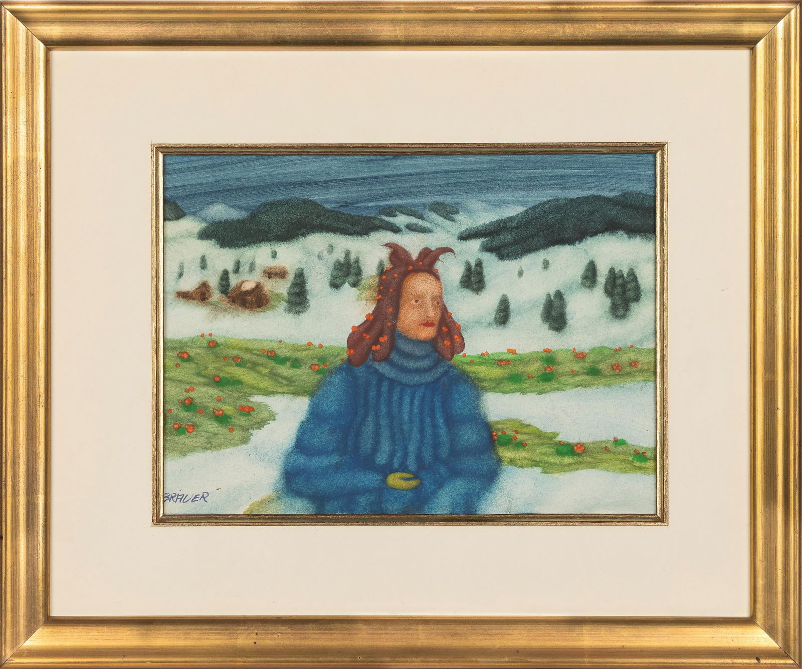 Arik Brauer: Frau im Schnee - 2