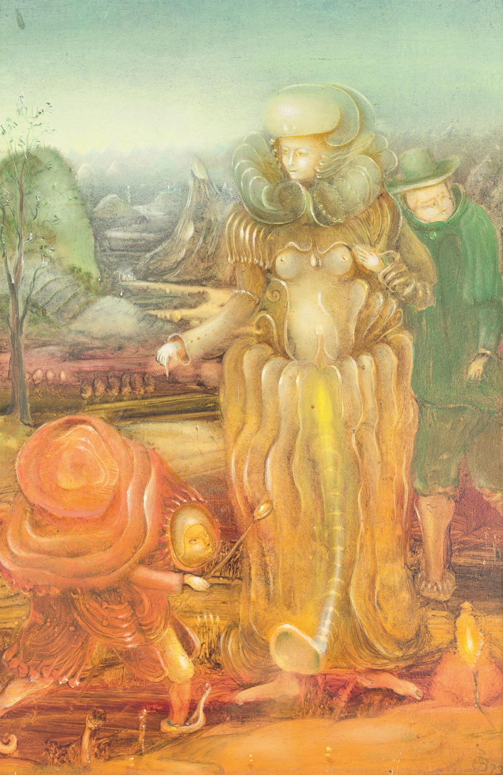 Bernhard Eder: o.T.: Bernhard Eder o.T. 1973 Eitempera auf Holz; gerahmt 30 x 20,5 cm Monogrammiert und datiert rechts unten: EB 73 österreichischer Privatbesitz Bernhard Eder Untitled 1973 egg tempera on panel; fram