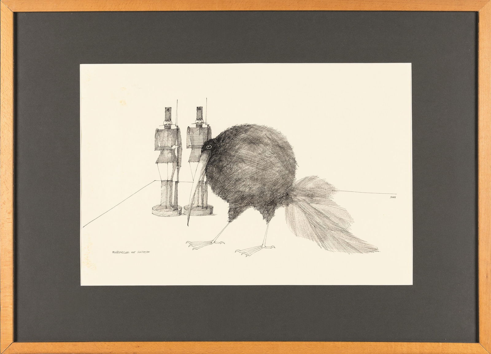 Paul Flora: Rabenvogel mit Soldaten - 2