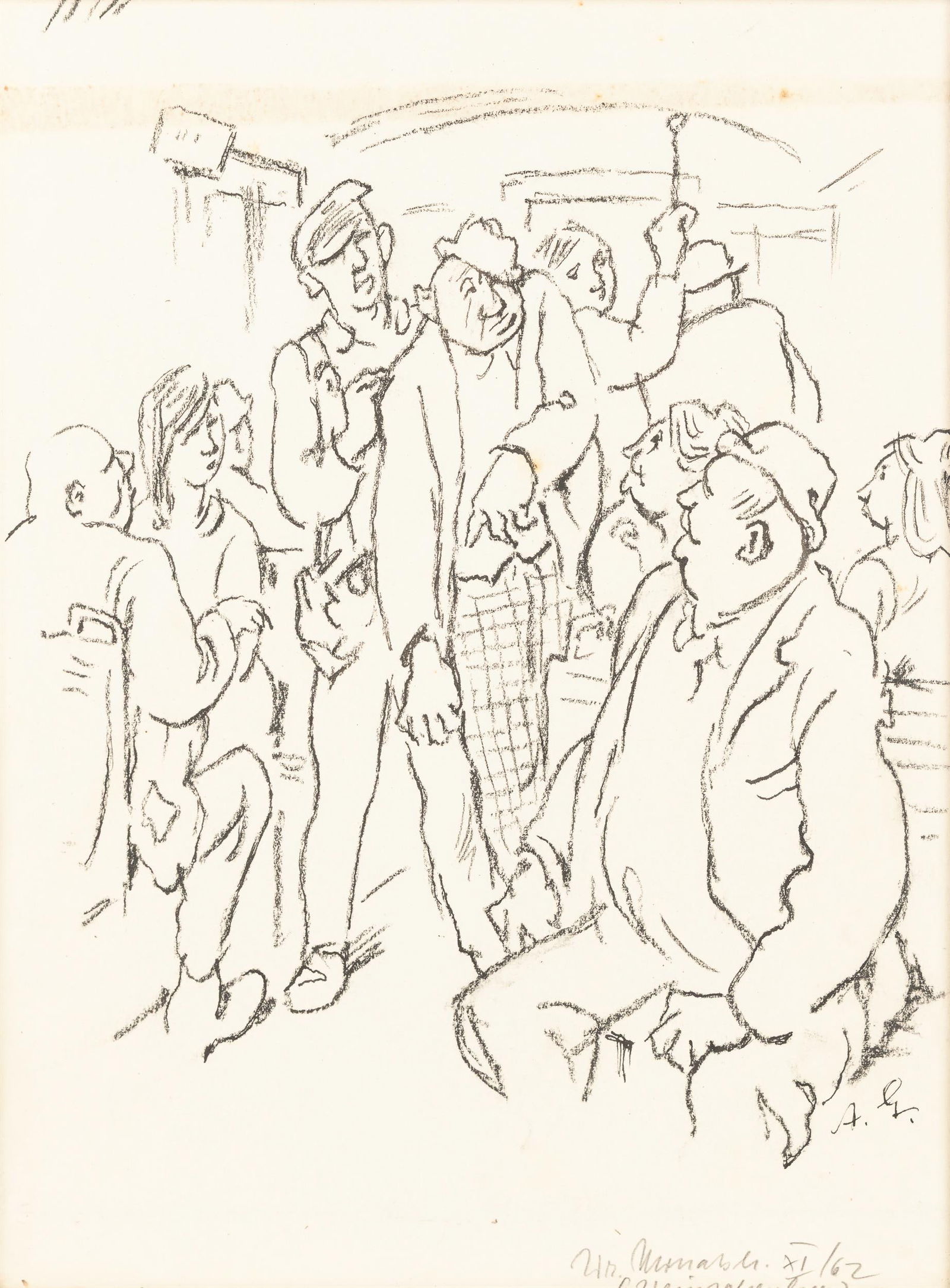 Alfred Gerstenbrand: Konvolut: Sechs Papierarbeiten: Alfred Gerstenbrand Konvolut: Sechs Papierarbeiten Kohle auf Papier; gerahmt 25 x 18 cm - 29,5 x 22 cm (Rahmenausschnitte) Ein Blatt monogrammiert und mit Widmung rechts unten: A. G. / Hr. (?) XI/62