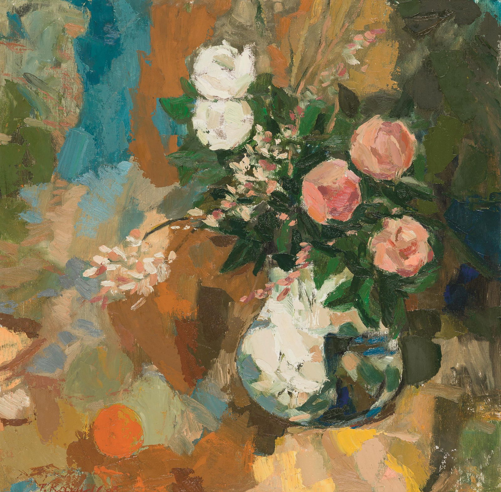 Franz Kaindl: Kleines Blumenbild: Franz Kaindl Kleines Blumenbild 2003 Öl auf Leinwand; gerahmt 60 x 60,5 cm Signiert und datiert links unten: F. Kaindl 03 Rückseitig auf Leinwand eigenhändig bezeichnet: F. Kaindl