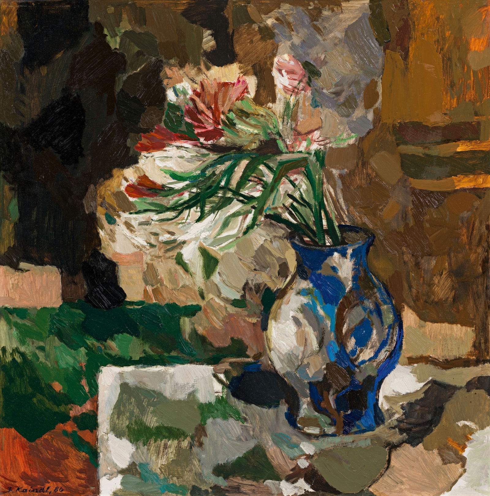 Franz Kaindl: Aus Anna Pirchs Garten: Franz Kaindl Aus Anna Pirchs Garten 1986 Öl auf Karton; gerahmt 80 x 80 cm Signiert und datiert links unten: F. Kaindl 86 direkt vom Künstler erworben; Privatbesitz, Österreich;