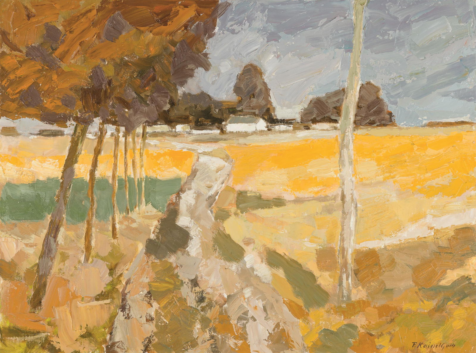 Franz Kaindl: Kornfeld: Franz Kaindl Kornfeld 2014 Öl auf Leinwand; gerahmt 60 x 80 cm Signiert und datiert rechts unten: F. Kaindl 014 Rückseitig auf Leinwand eigenhändig bezeichnet: F. Kaindl "Kornfeld",