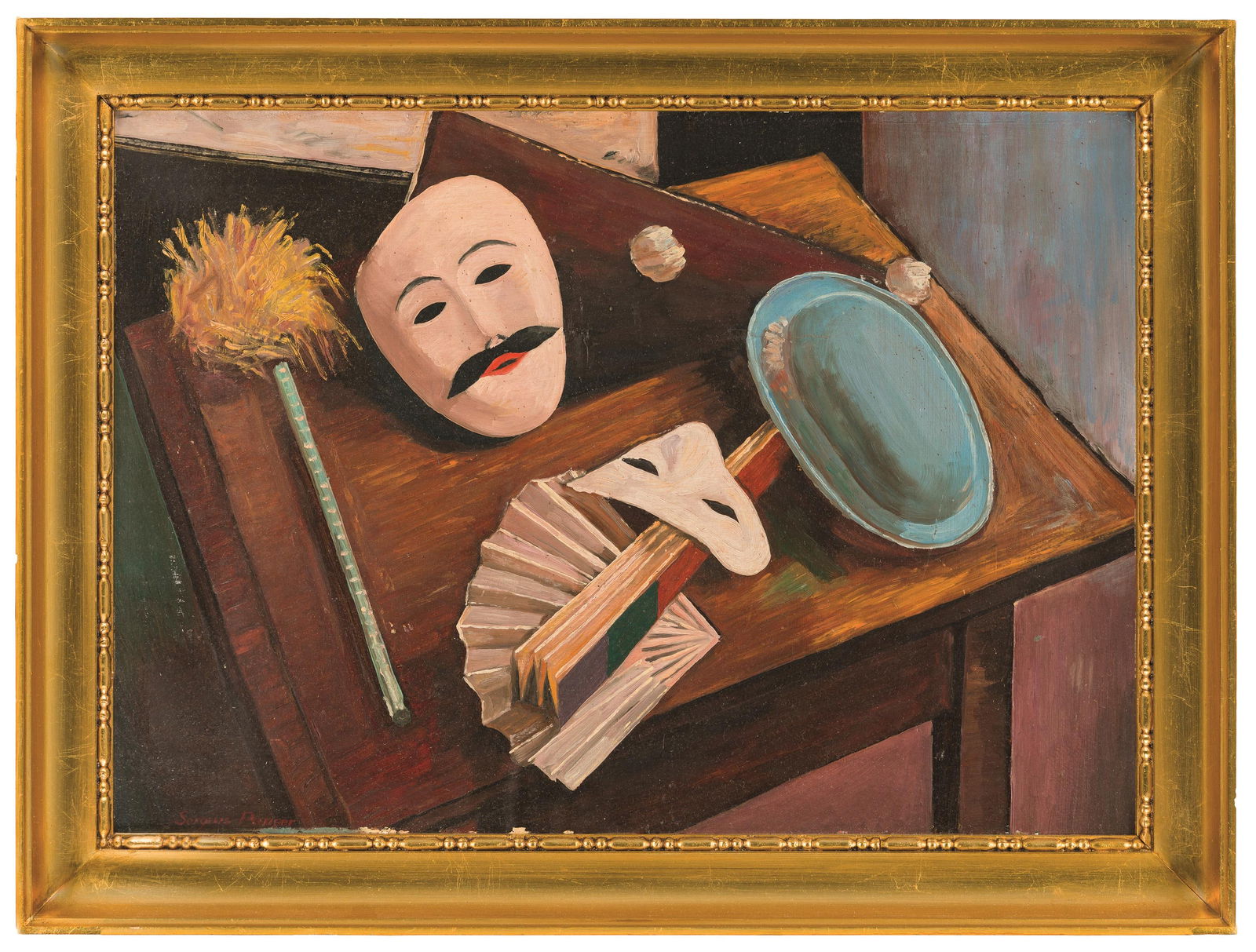 Sergius Pauser: Stillleben mit Masken (Studie) - 2