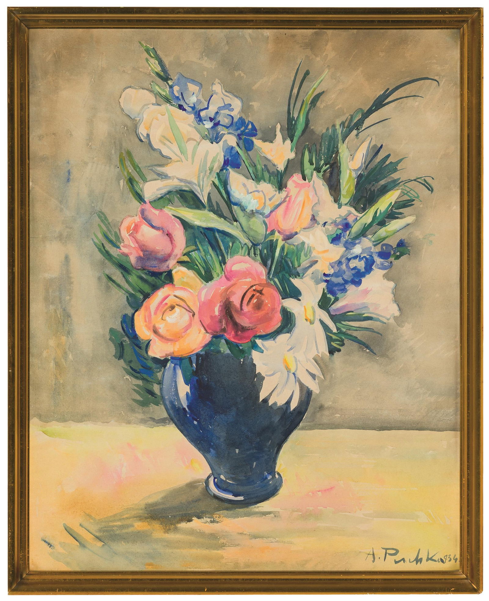 Anton Peschka: Blumen in blauer Vase - 2