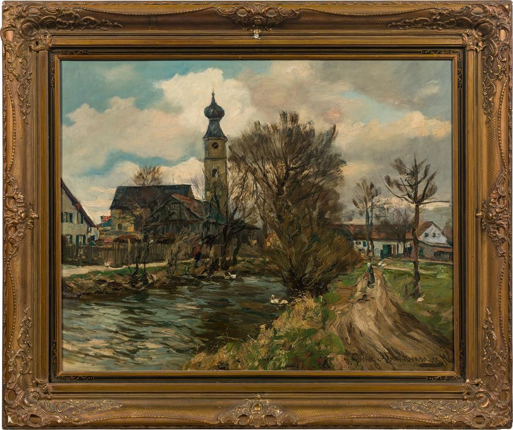Otto Schulz-Stradtmann: Blick auf St. Georg an der Würm in Obermenzing - 2