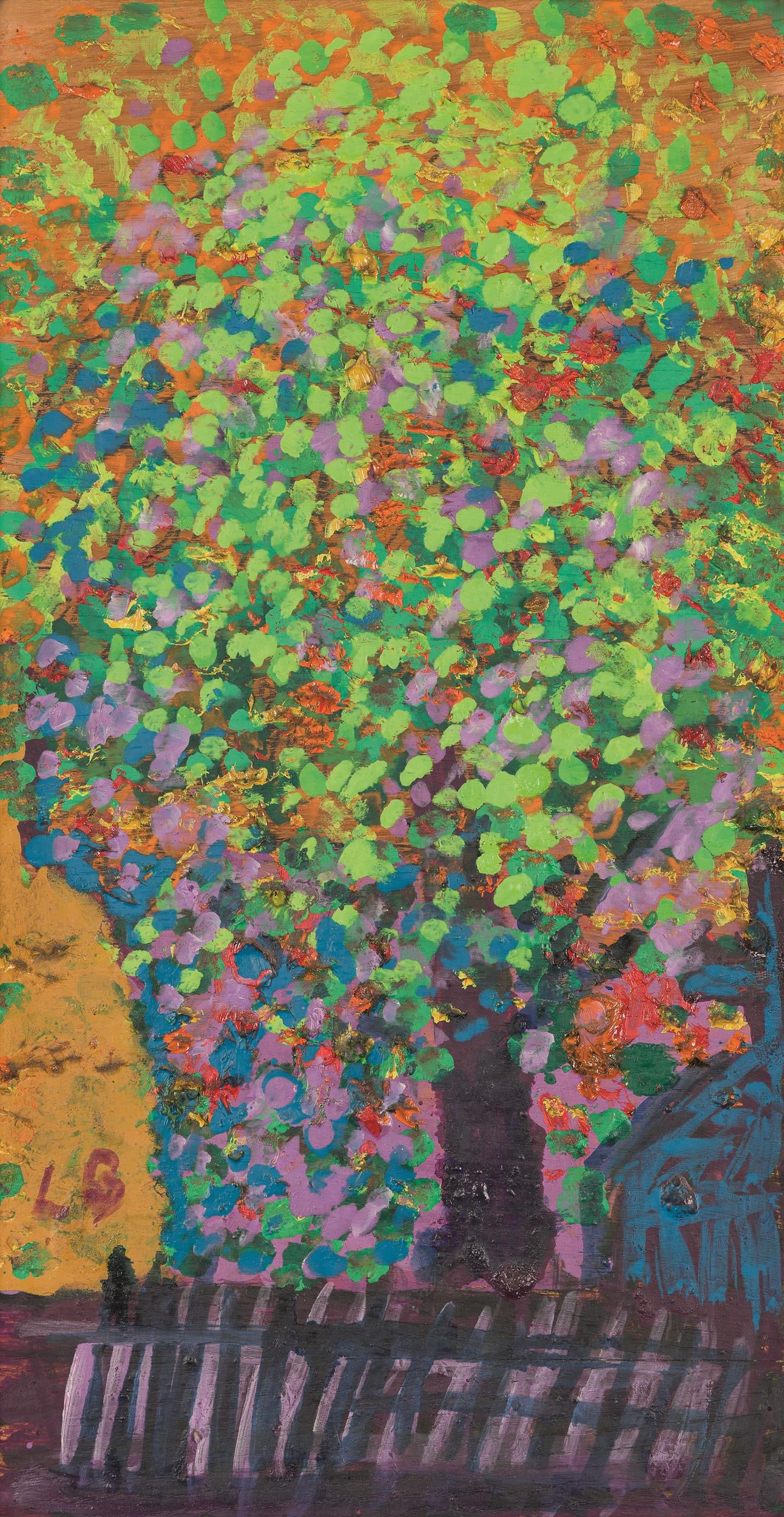 Leopold Birstinger: Baum mit Zaun: Leopold Birstinger Baum mit Zaun 1975/1979 Öl auf Pressspanplatte; gerahmt 58 x 31 cm Monogrammiert links unten: LB Privatbesitz, Wien Berthold Ecker, Leopold Birstinger 1903-1983, Melancholie