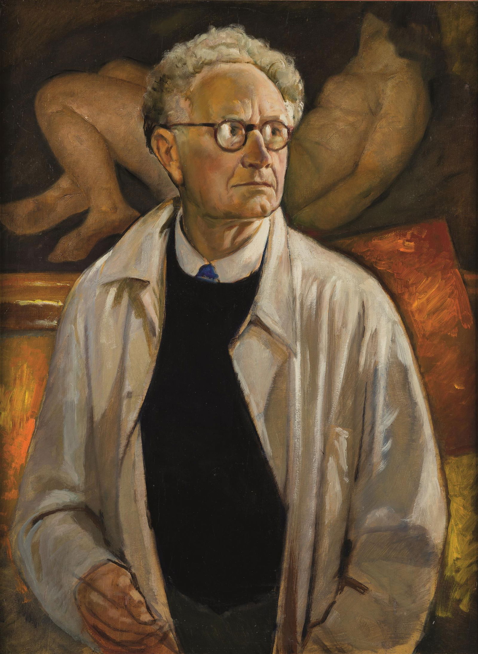 Arthur Brusenbauch: Selbstporträt: Arthur Brusenbauch Selbstporträt 1956 Öl auf Hartfaserplatte; gerahmt 83,5 x 62 cm Rückseitig signiert und datiert: Brusenbauch 1956 Kunsthandel Wienerroither & Kohlbacher, Wien, 2008;