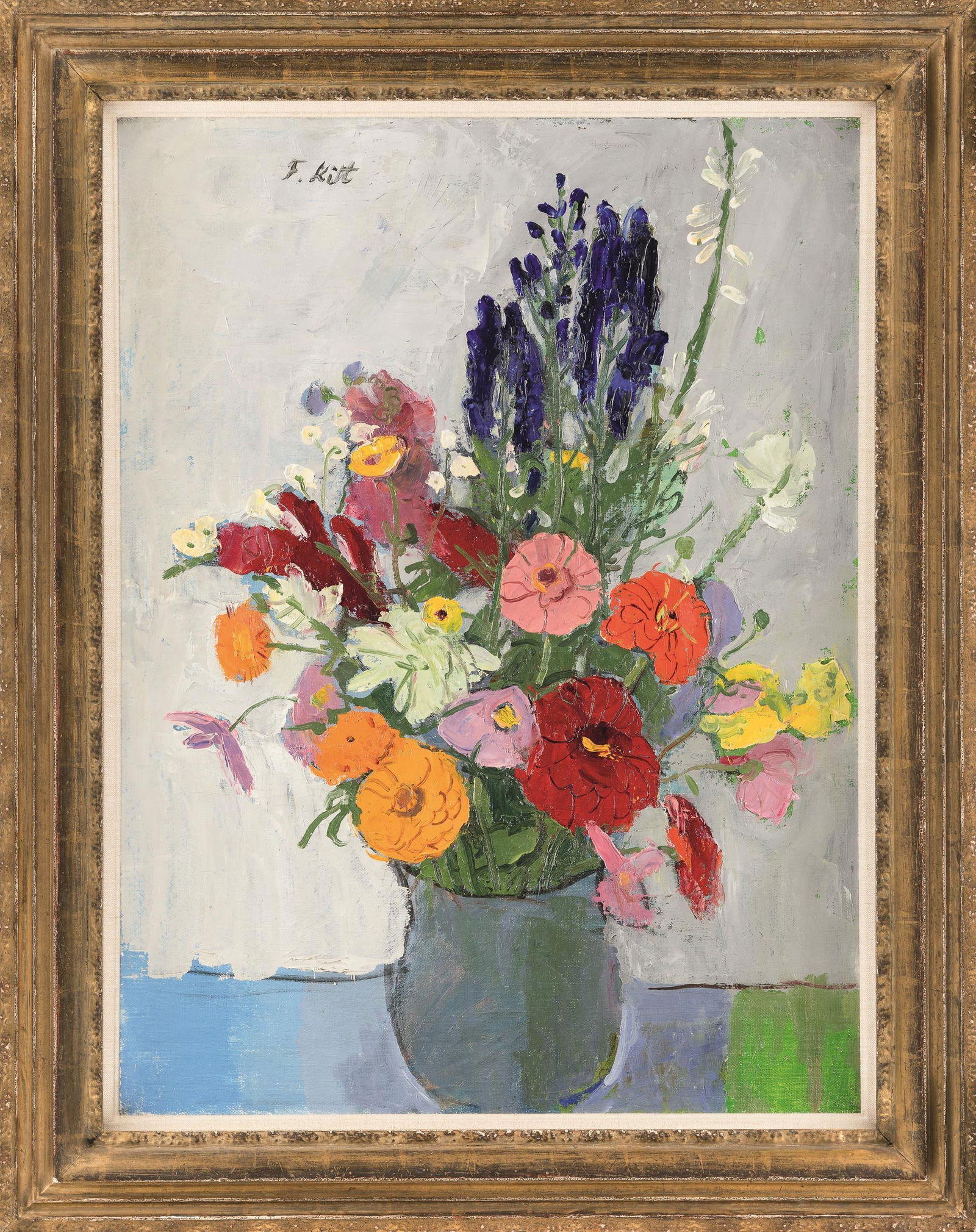 Ferdinand Kitt: Blaue Vase mit Blumen - 2