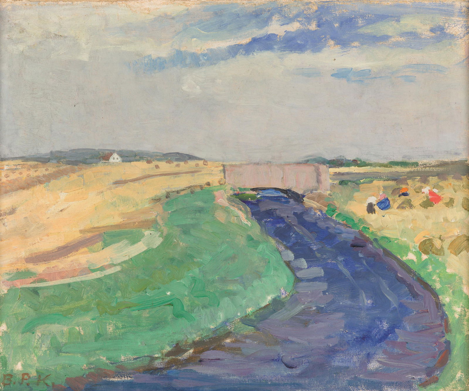 Broncia Koller-Pinell: Flusslandschaft: Broncia Koller-Pinell Flusslandschaft Öl auf Leinwand; gerahmt 45 x 55 cm Monogrammiert links unten: B. P. K. Rückseitig auf Keilrahmen bezeichnet: K. B. 245 Privatbesitz, Österreich Wi