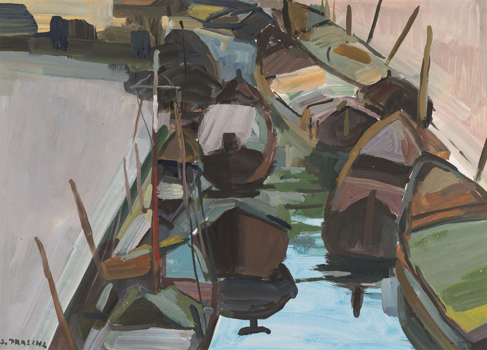 Stefan Praschl: Venedig: Stefan Praschl Venedig Tempera auf Papier; ungerahmt 44 x 61,5 cm Signiert links unten: S. Praschl Rückseitig am Passepartout bezeichnet: Praschl Stephan / Wien 14., / Cumberlandstr. 69II/11 /