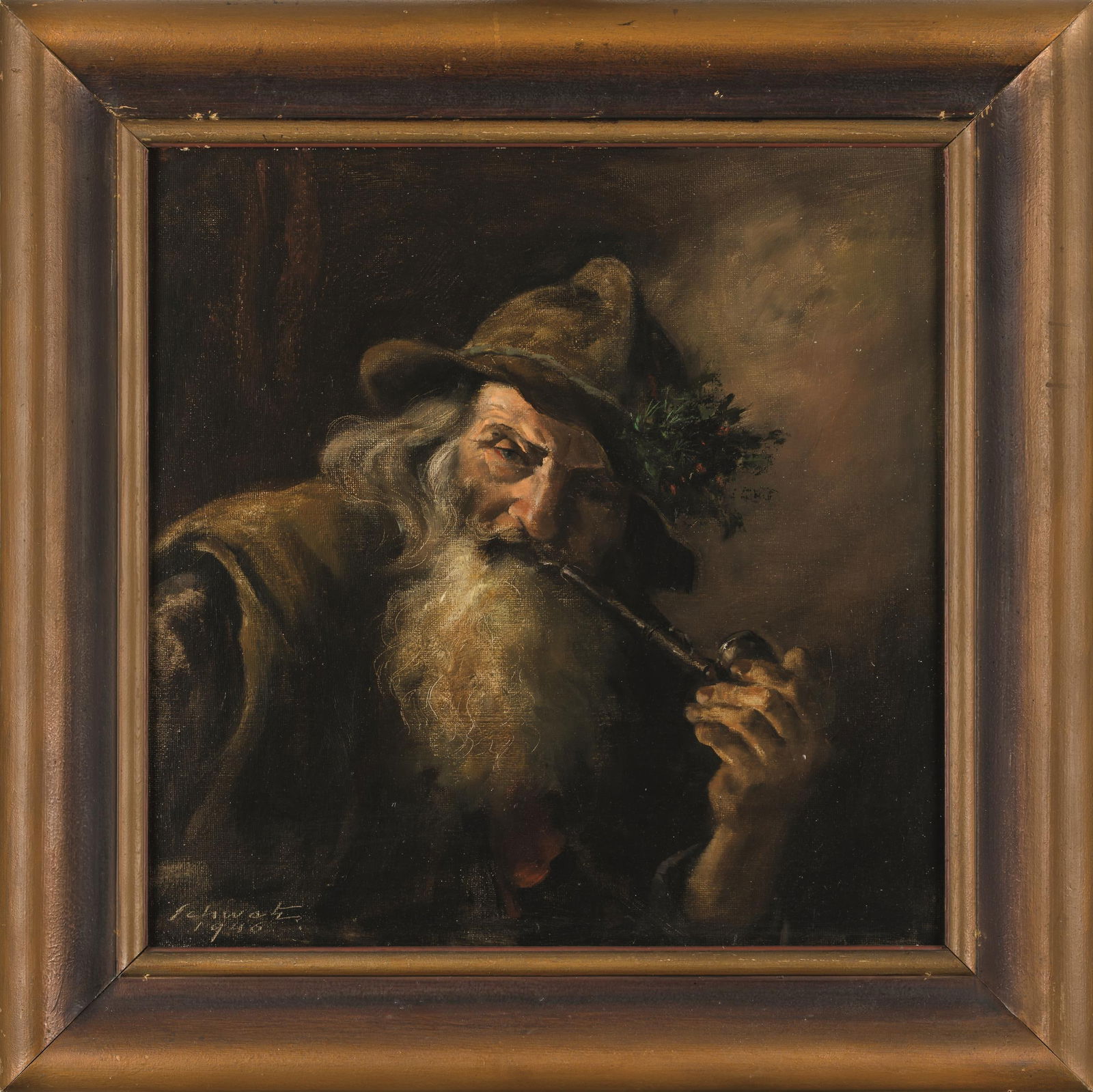 Franz Schwetz: Männerporträt mit Pfeife - 2