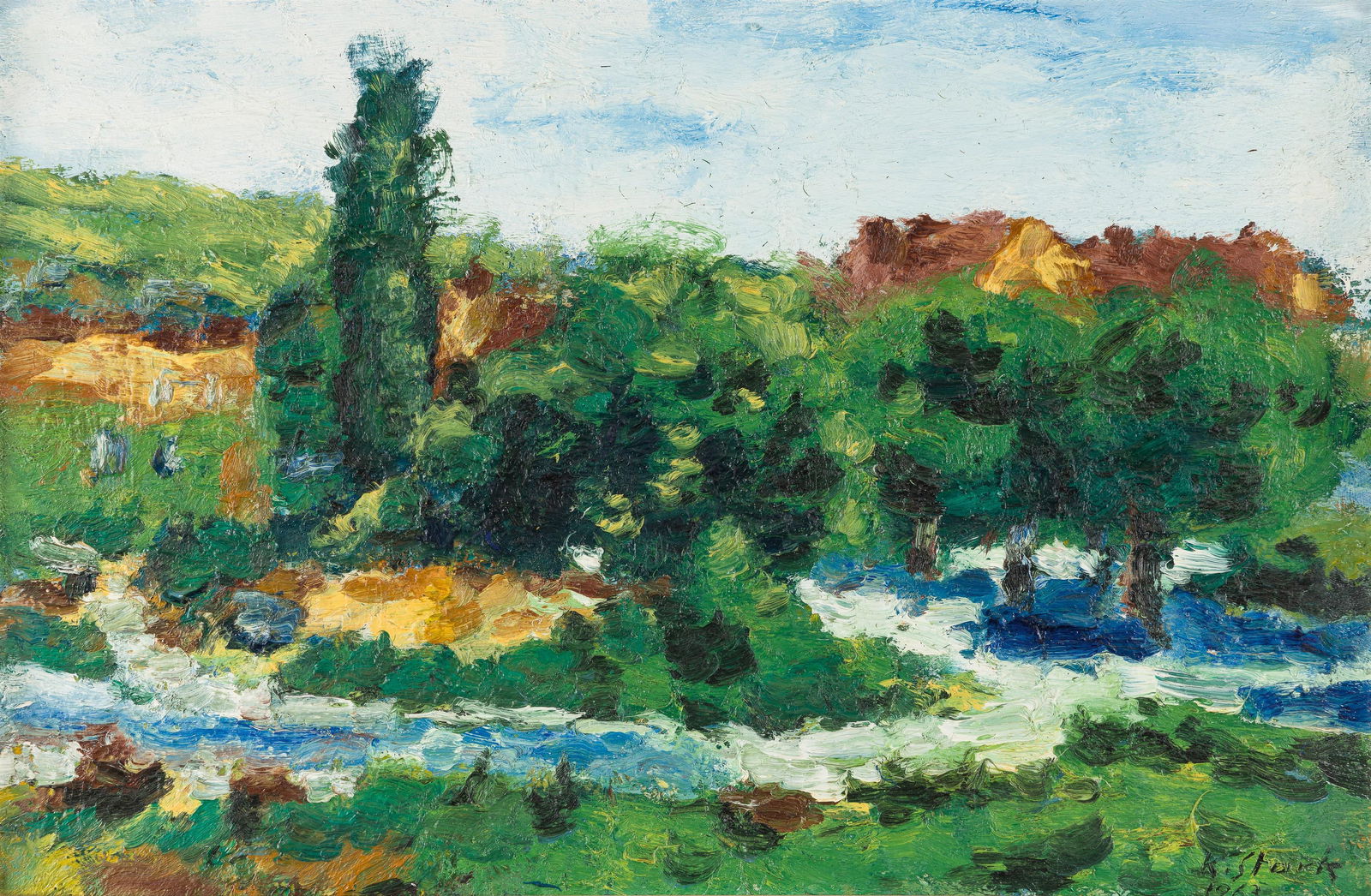 Karl Stark: Grinzinger Allee: Karl Stark Grinzinger Allee 1963 Öl auf Leinwand; gerahmt 65 x 99 cm Signiert und datiert rechts unten: K. Stark / 1963 Privatbesitz, Wien Bernhard Hainz (Hg.), Karl Stark. Ein Leben für