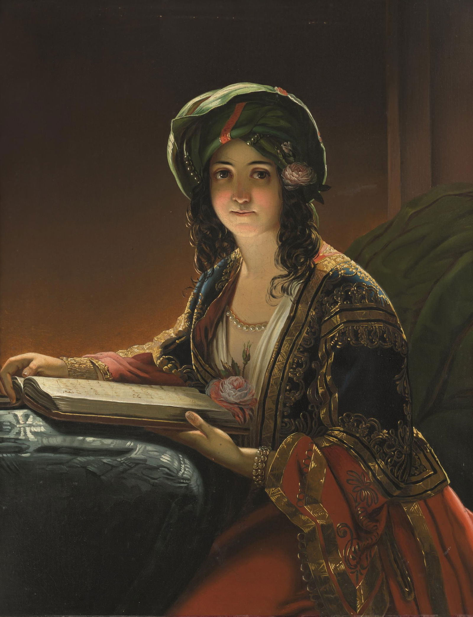 Friedrich von Amerling Umkreis: Die Morgenländerin: Friedrich von Amerling Umkreis Die Morgenländerin Öl auf Leinwand; gerahmt 52,5 x 42 cm seit den 1950er Jahren Familienbesitz, Österreich Circle of Friedrich von Amerling The