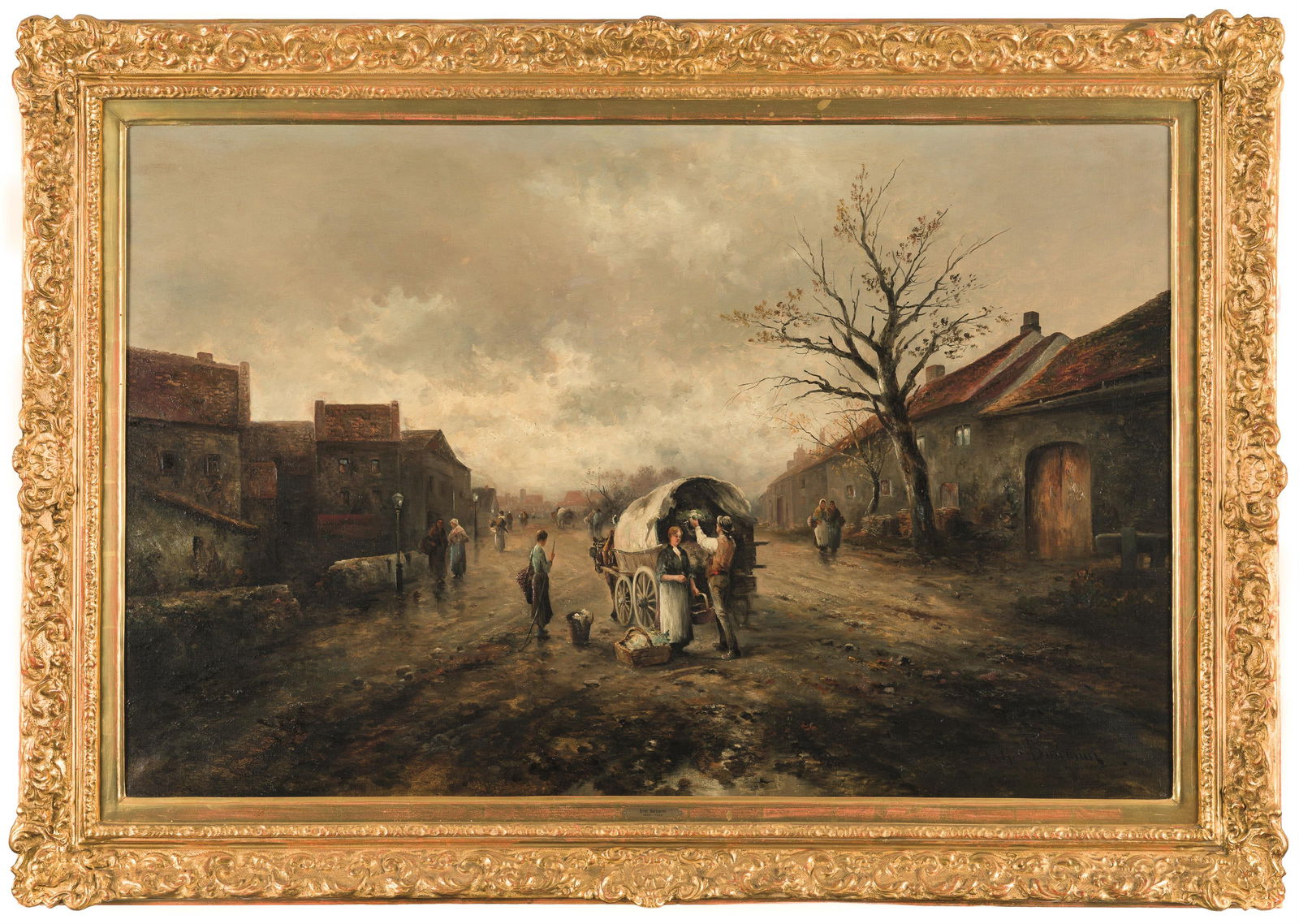 Emil Barbarini: Dorfstraße mit Pferdefuhrwerk - 2