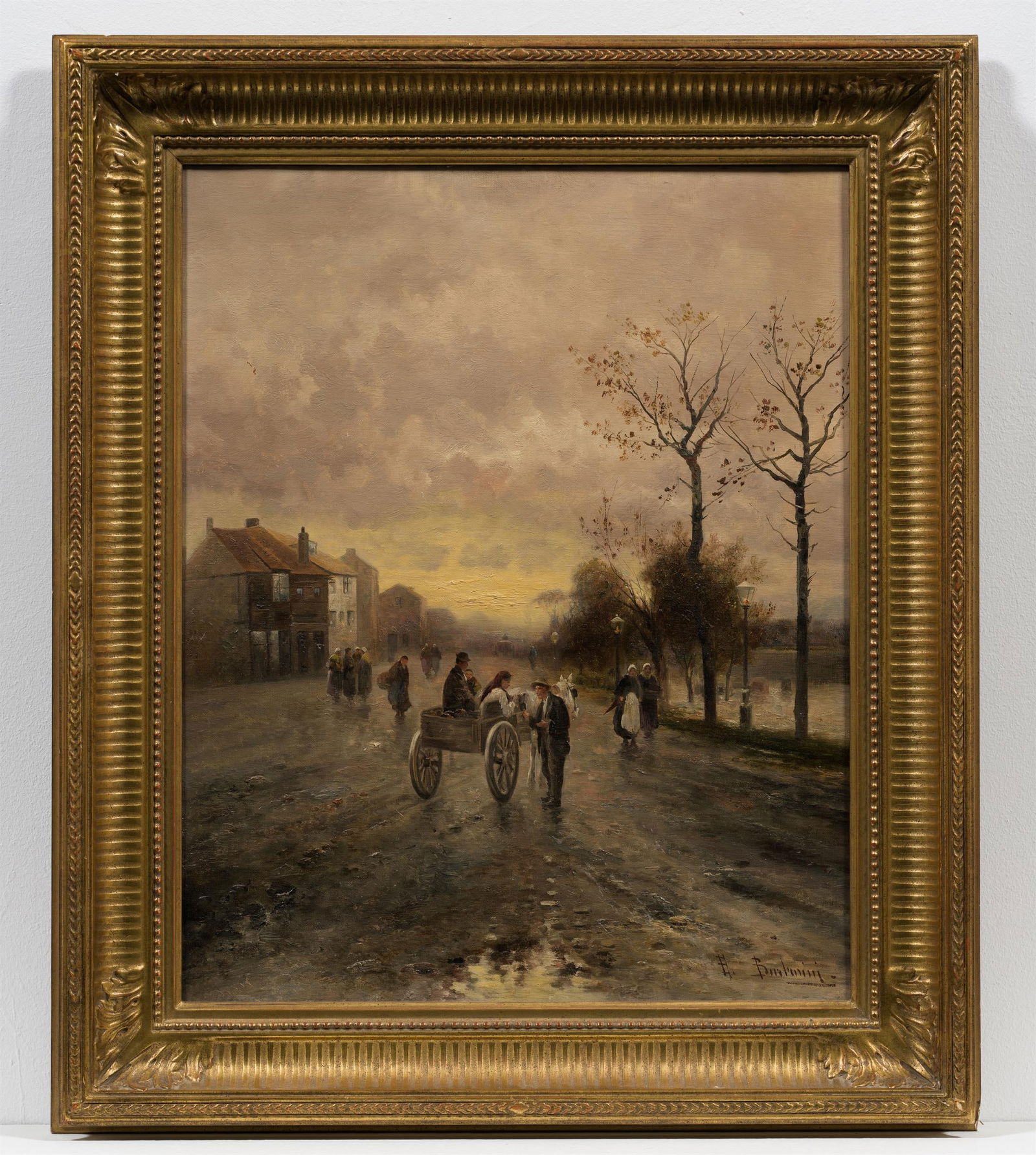 Emil Barbarini: Dorfstraße mit Pferdefuhrwerk - 2