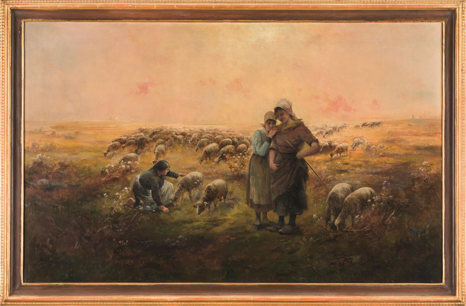 Emil Barbarini: Junge Schäferinnen mit ihrer Herde - 2