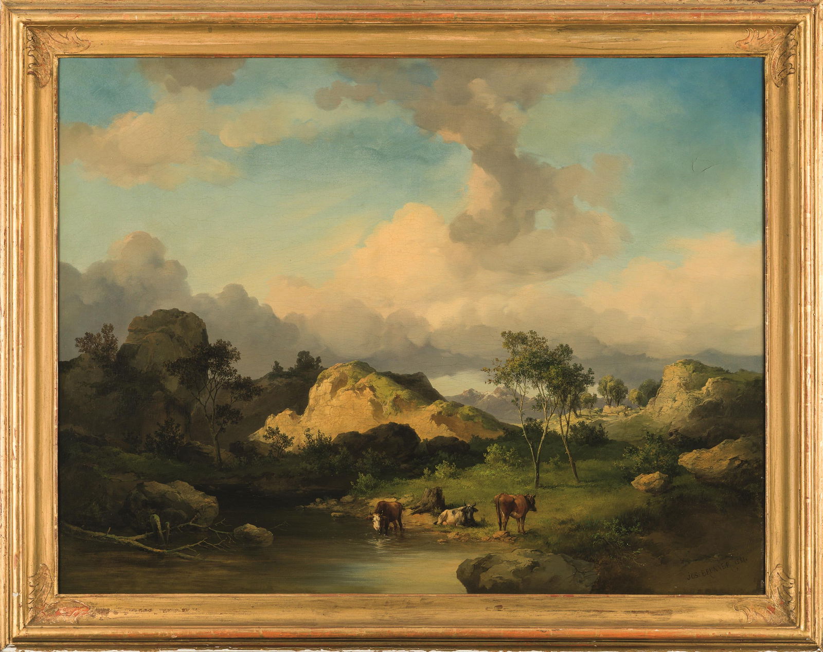 Josef Brunner: Weidende Kühe am Bergsee - 2