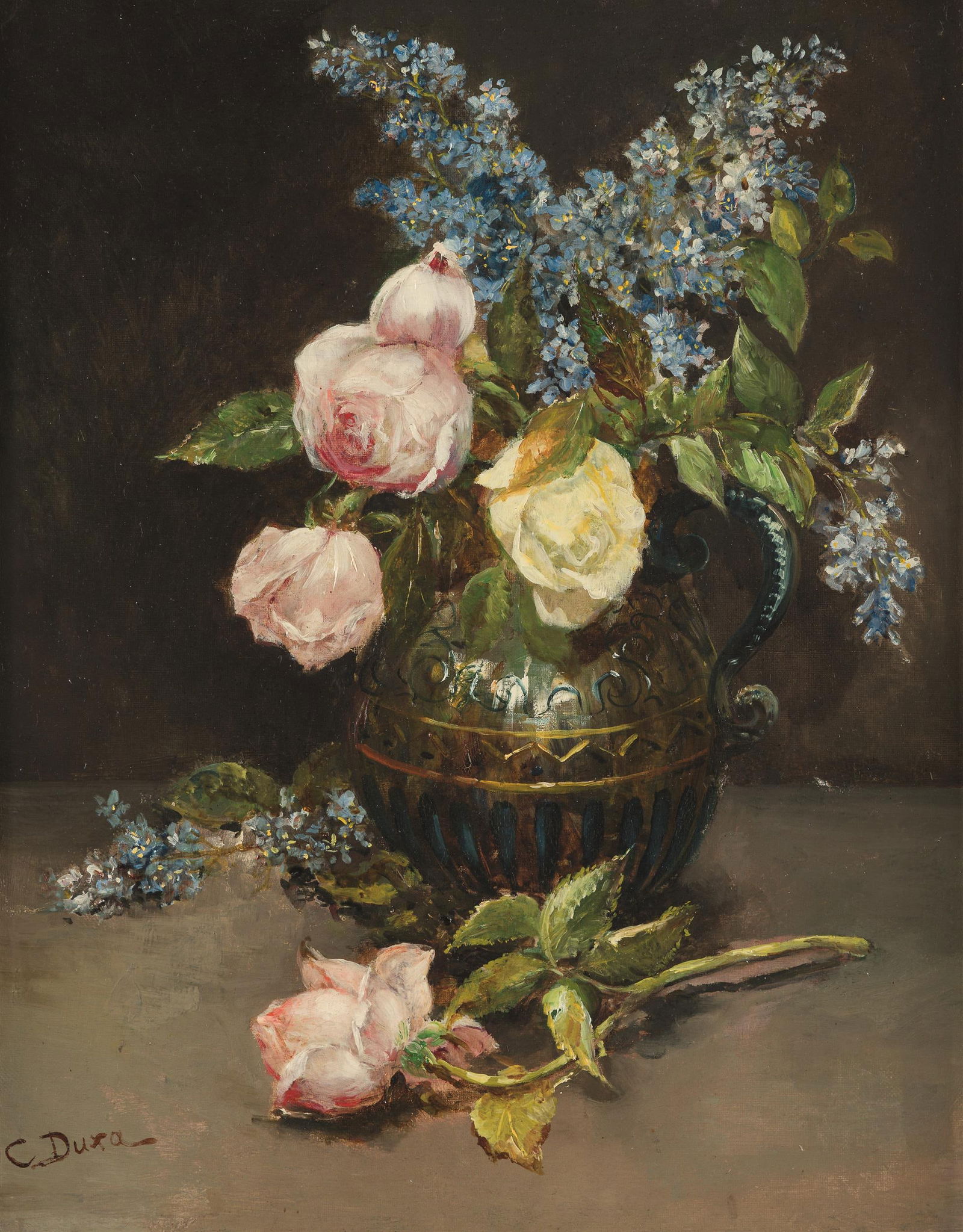 Carl Duxa: Bunter Blumenstrauß: Carl Duxa Bunter Blumenstrauß Öl auf Leinwand; gerahmt 40 x 32 cm Signiert links unten: C. Duxa Dorotheum Wien, 19.3.1986, Nr. 432, Tafel 37 (SW-Abb.); Privatsammlung, Österreich 