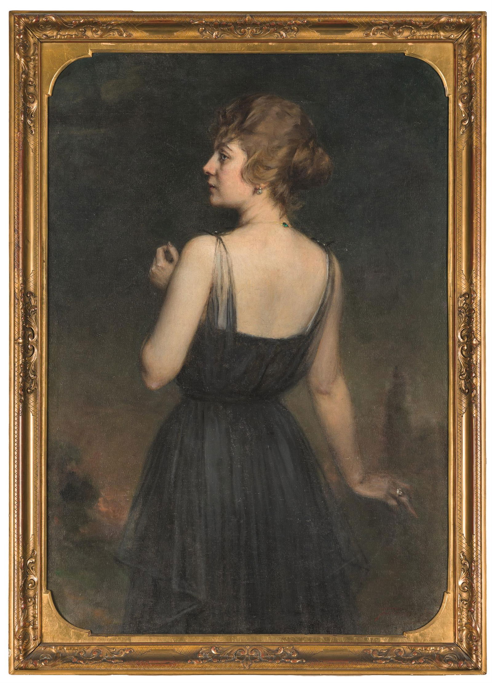 Artur von Ferraris: Bildnis der Anny Guth, geb. Fankowits: Artur von Ferraris Bildnis der Anny Guth, geb. Fankowits Öl auf Leinwand; gerahmt 107,5 x 77 cm Signiert rechts unten: Ferraris Privatbesitz, Wien Artur von Ferraris Portrait of Anny Guth,