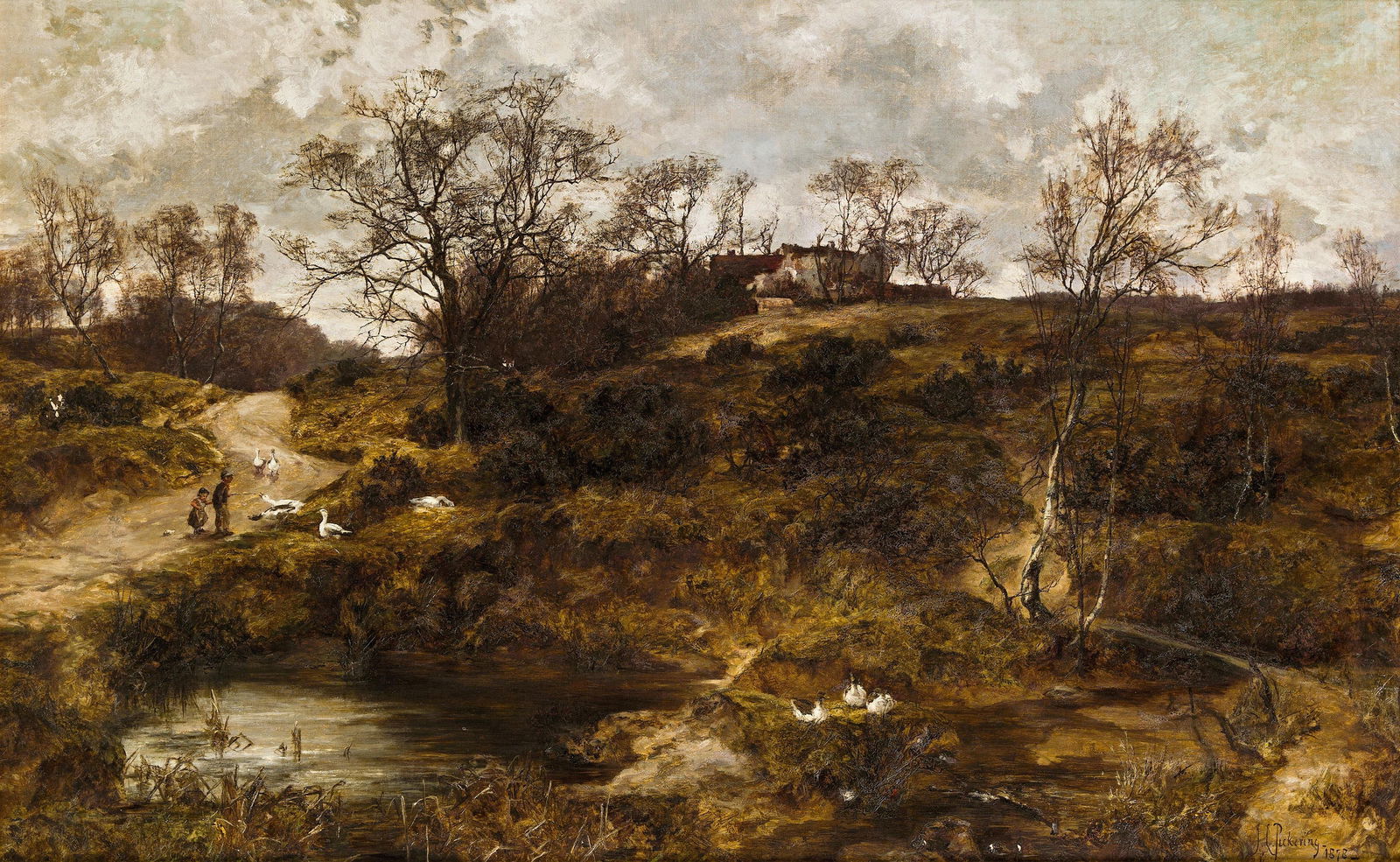 Joseph Langsdale Pickering: Frühlingslandschaft: Joseph Langsdale Pickering Frühlingslandschaft 1878 Öl auf Leinwand; gerahmt 63 x 102 cm Signiert und datiert rechts unten: J.L. Pickering / 1878 Rückseitig auf Etikett bezeichnet