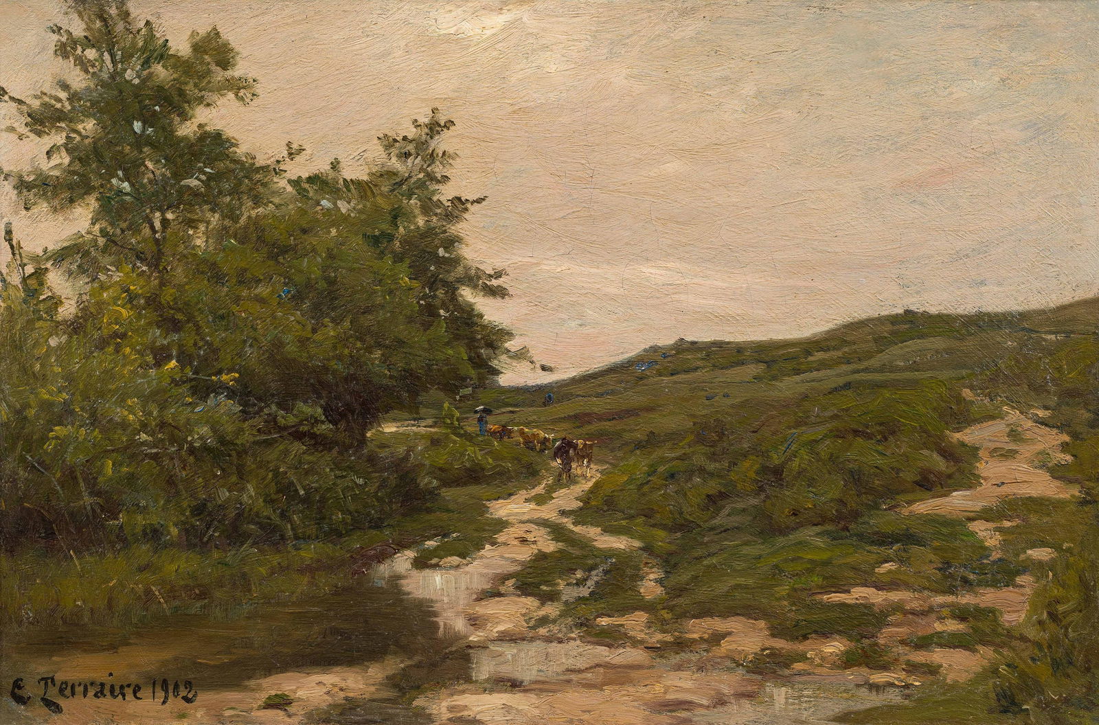 Clovis Frédérick Terraire: Sommerlandschaft mit heimkehrender Herde (1 of 1)