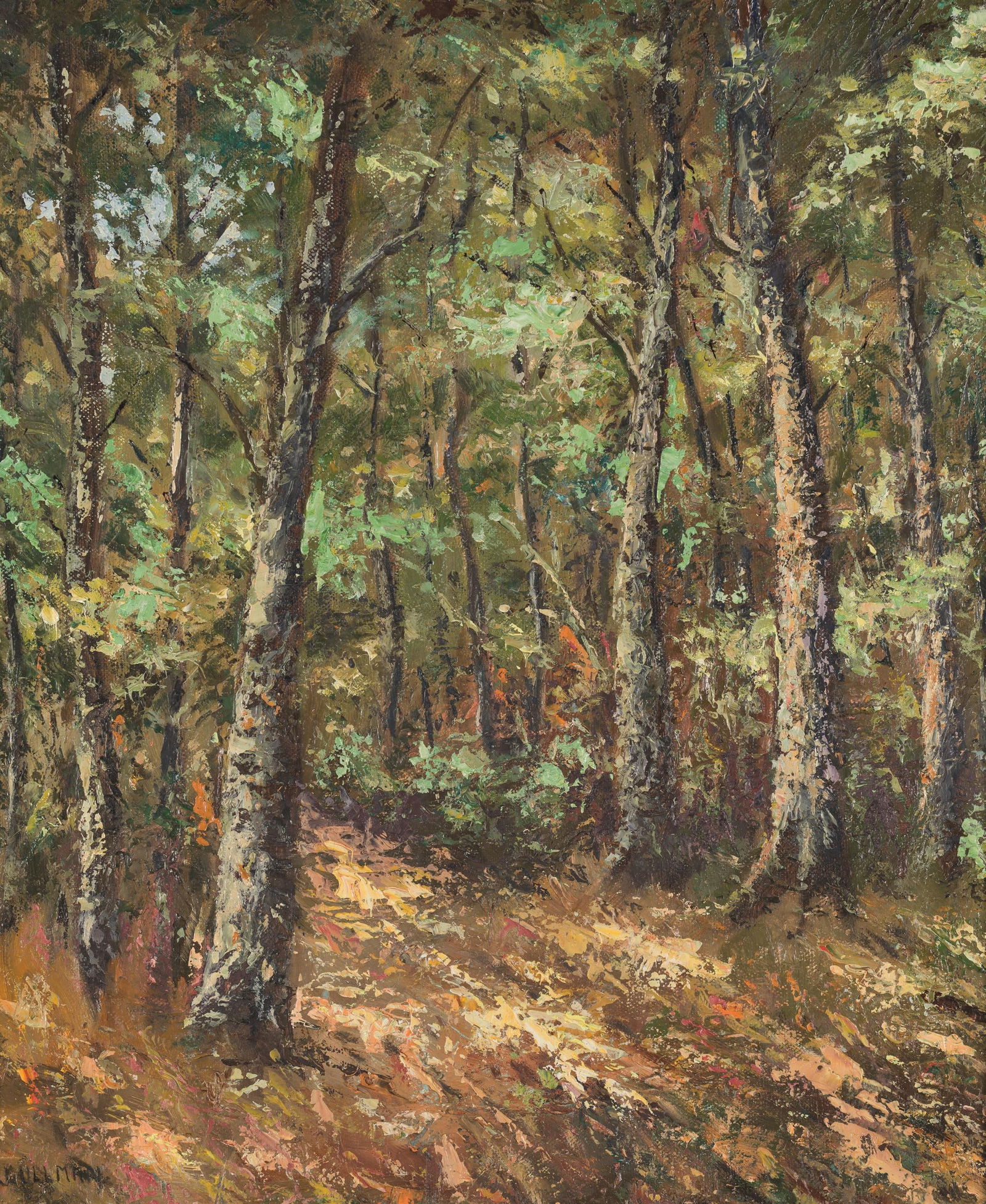 Josef Ullmann: Waldlandschaft: Josef Ullmann Waldlandschaft Öl auf Leinwand; gerahmt 55,5 x 46,5 cm Signiert links unten: J. Ulman. Privatbesitz, Wien Josef Ullmann Forest Landscape oil on canvas; framed 55,5 x 46,5 cm Signed