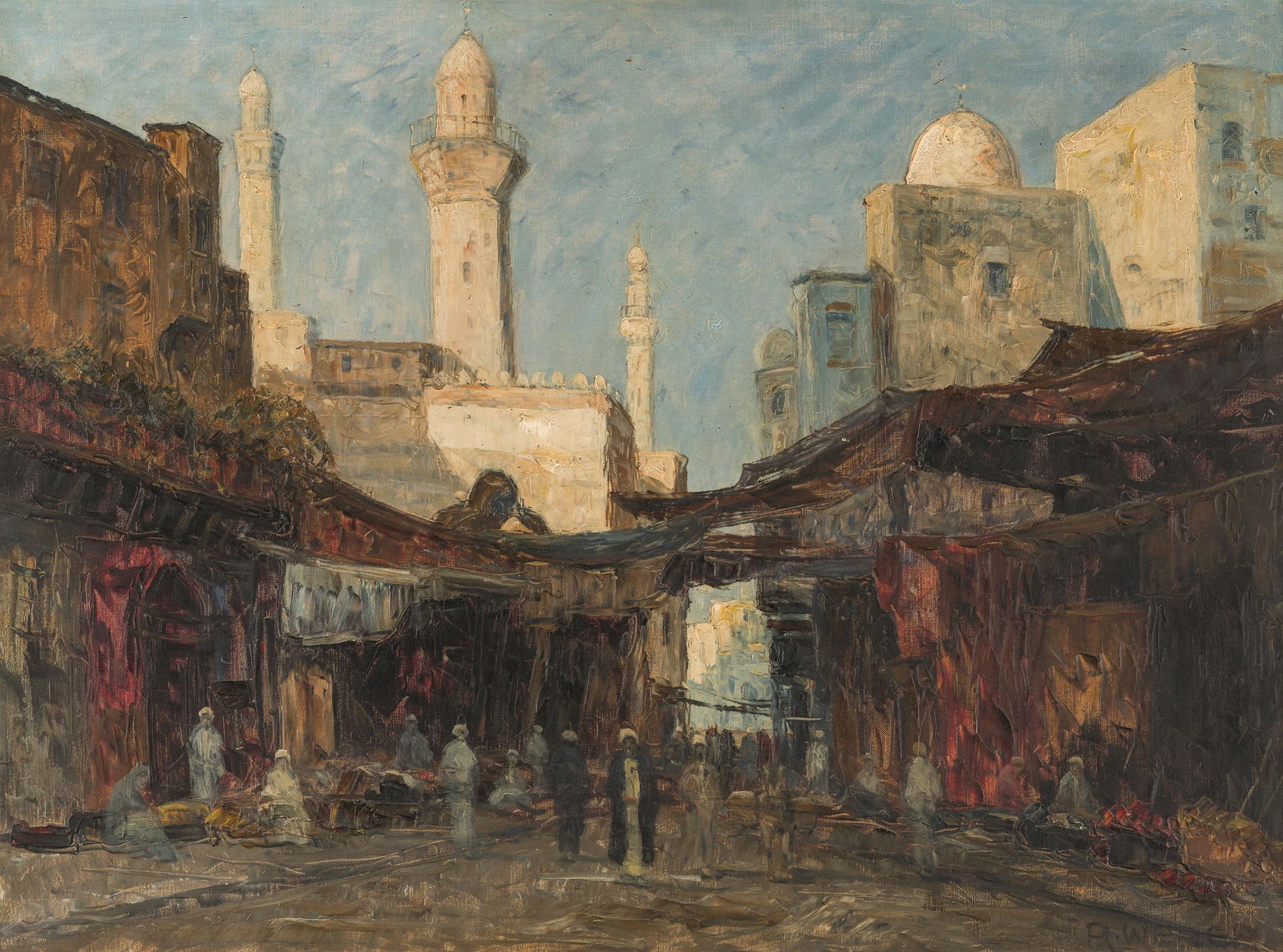 Rudolf Weber: Orientalische Straßenszene: Rudolf Weber Orientalische Straßenszene Öl auf Leinwand; gerahmt 74 x 100,5 cm Signiert rechts unten: R. Weber Privatbesitz, Österreich Rudolf Weber Oriental Street Scene oil on