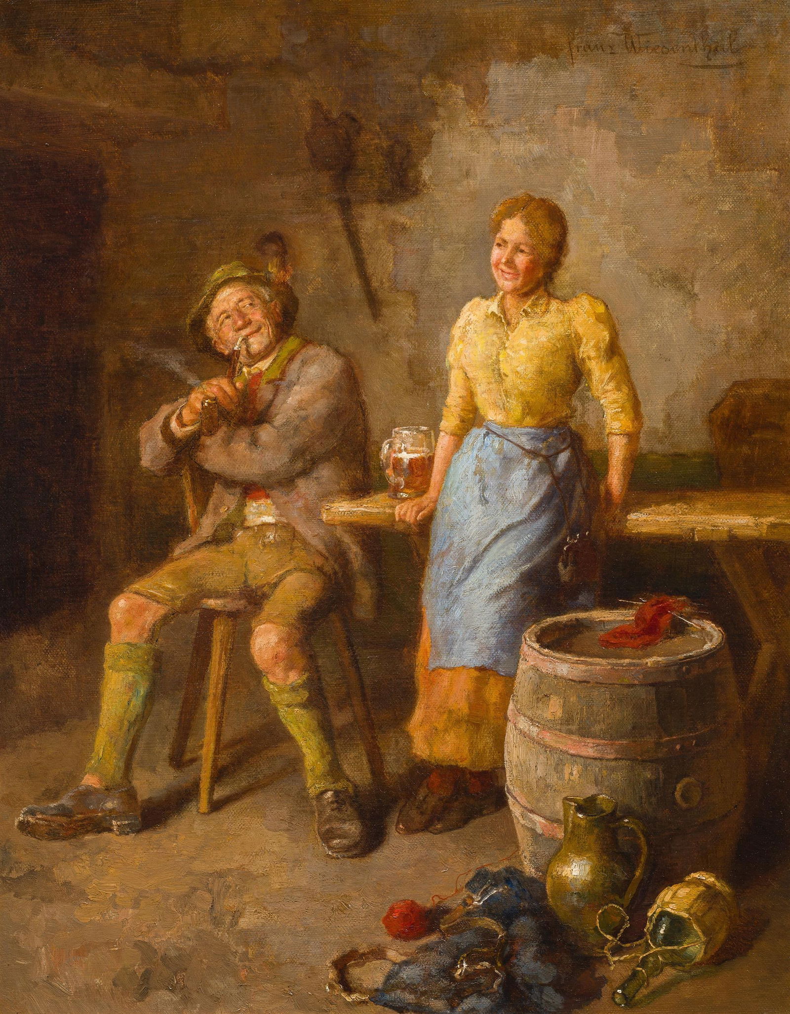 Franz Wiesenthal: Der Schwerenöter: Franz Wiesenthal Der Schwerenöter Öl auf Leinwand; gerahmt 49 x 39 cm Signiert rechts oben: Franz Wiesenthal; rückseitg betitelt österreichischer Privatbesitz Franz Wiesenthal