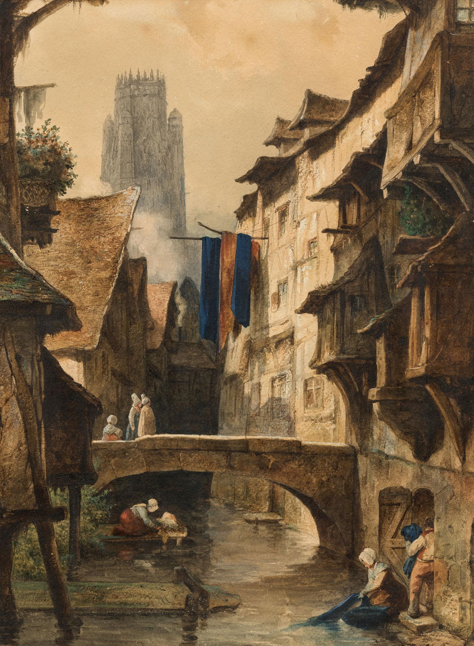 Künstler des 19. Jh.: Färbergasse in Reims: Künstler des 19. Jh. Färbergasse in Reims Aquarell auf Papier; gerahmt 51,5 x 38,5 cm Privatbesitz, Österreich Artist of the 19th century Dyer's Alley, Reims watercolour on paper;