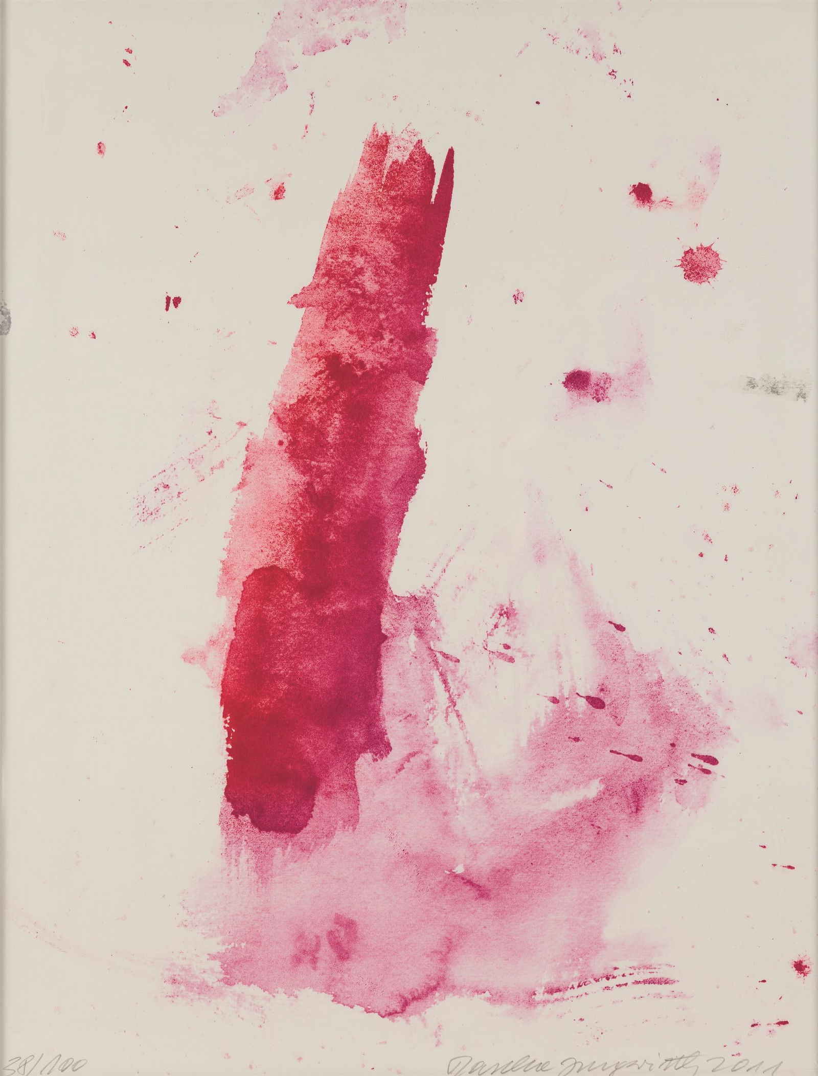 Martha Jungwirth: Bananenblüte: Martha Jungwirth Bananenblüte 2011 Lithografie; gerahmt 62,5 x 48,5 cm (Rahmen-Ausschn.) Handschriftlich nummeriert links unten: 38/100 Handschriftlich signiert und datiert rechts unten: Martha